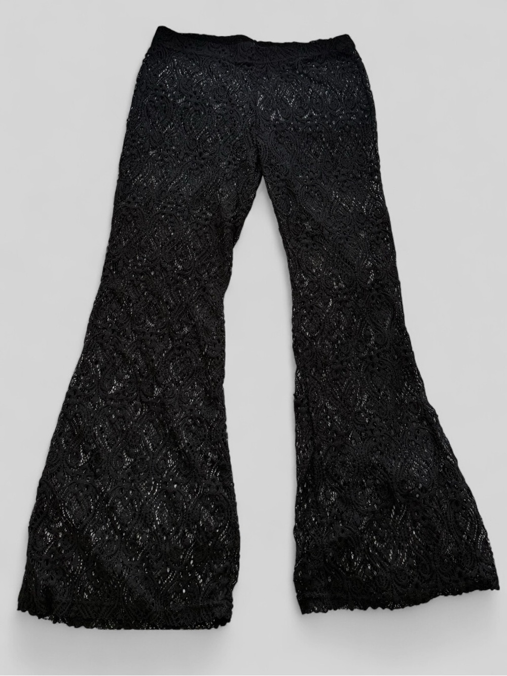 Women's Black Lace Flare Pants - Elegant Boot Cut